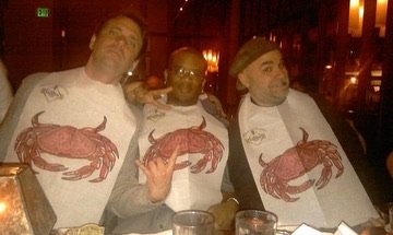 Tuss and friends in matching crab shirts